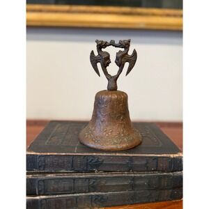 Antique Cast Bronze Dragon Bell, Early 20th Century Sculptural Decor